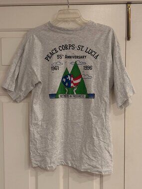Vintage St. Lucia Peace Corps 35th Anniversary 1961-1996 Gray T-shirt Large